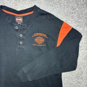 Vintage Harley Davidson Shirt Womens Medium Long Sleeve Y2K Freedom Moto Barbed